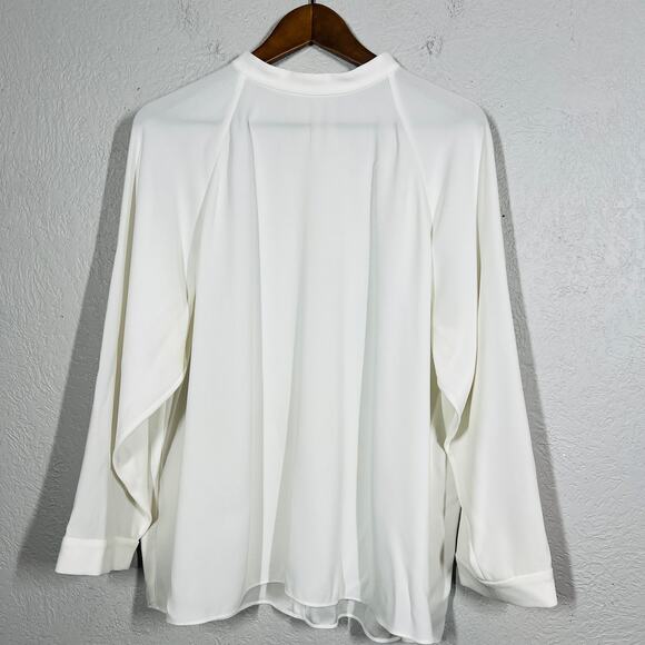 Tibi Draped Tunic Top Mock Neck Long Wing Sleeve Cuffed Ivory - L - Picture 5 of 5